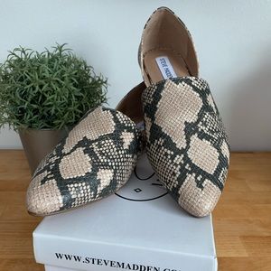 NIB Sz 10 Steve Madden Talent d’Orsay Flat in Tan Snake Skin Print